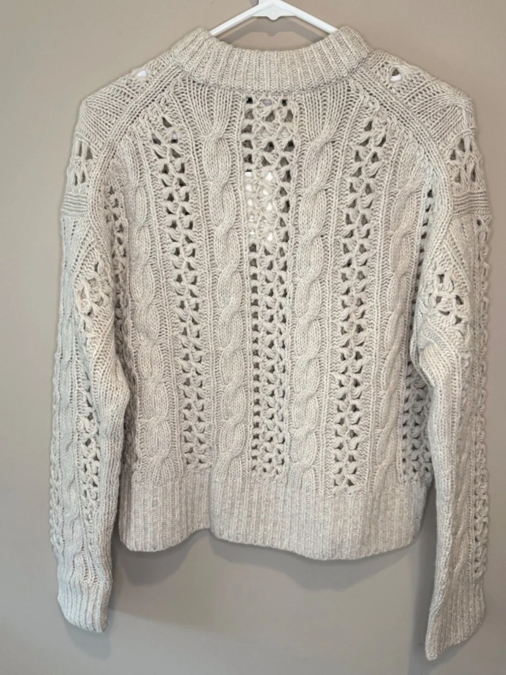 Madewell Extra Small Women’s Oat Marled Cable-Knit Sweater - Picture 4 of 7